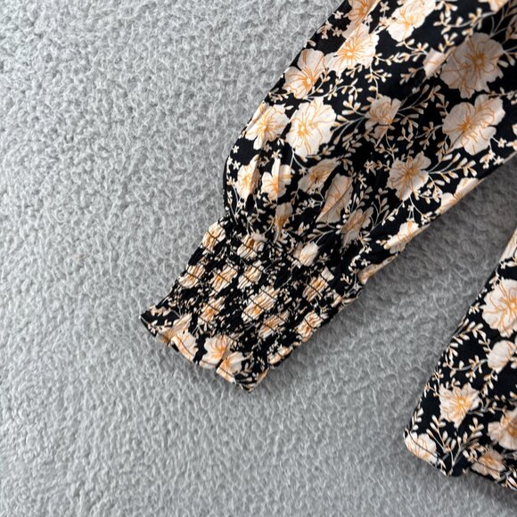 Who What Wear Floral Gardenia Garden Blouse Black Cream Print Women’s Size M NWT - Picture 6 of 11